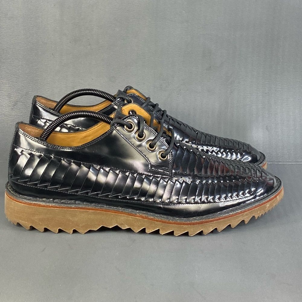 Marc Jacobs Woven Leather Shoe Men’s Black Lace Up Tractor Soul Size 10/44